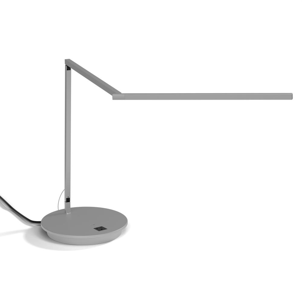 Koncept Lighting ZBD3000-D-SIL-STD-PWD Z-Bar LED Desk Lamp Gen 4 with 9" power base (USB and AC outlets) (Daylight; Silver)
